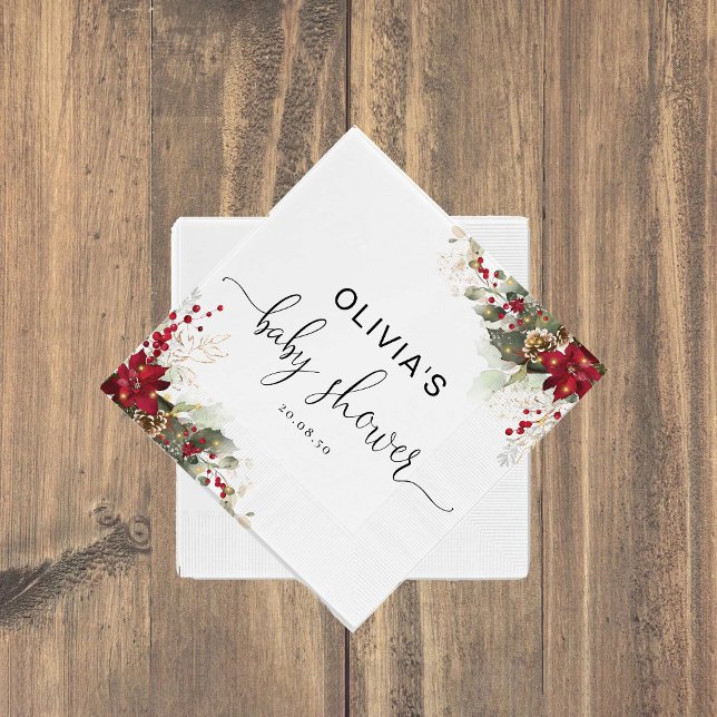 Guardanapo De Papel Livro Vermelho de Natal - Chá de fraldas de Poinse (Criador carregado)