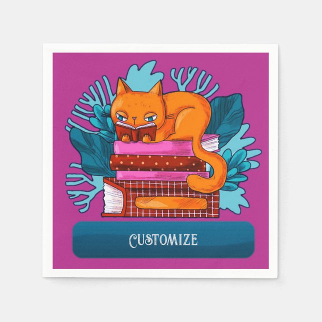 Guardanapo De Papel Livros Aprovados de Gato Personalizados Rosa (Frente)