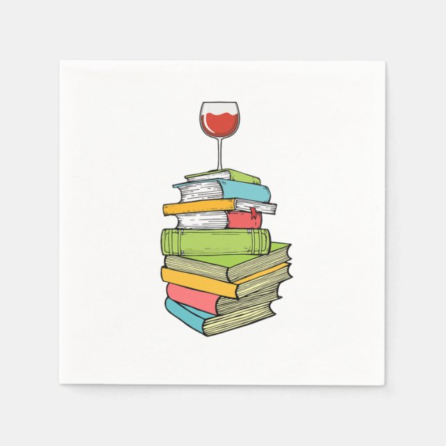 Guardanapo De Papel Livros E Vinho Adoro Ler Livros (Frente)