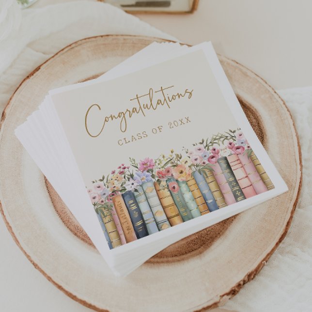 Guardanapo De Papel Livros Florais Graduação (Floral Books Graduation Napkins by Painted Paperie
)