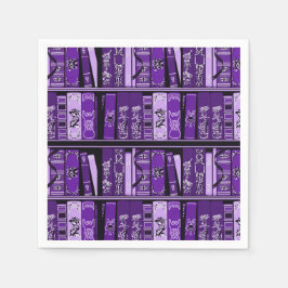 Guardanapo De Papel Livros Roxos Prateleiras Livros Vintage