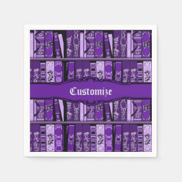 Guardanapo De Papel Livros Roxos Prateleiras Livros Vintage