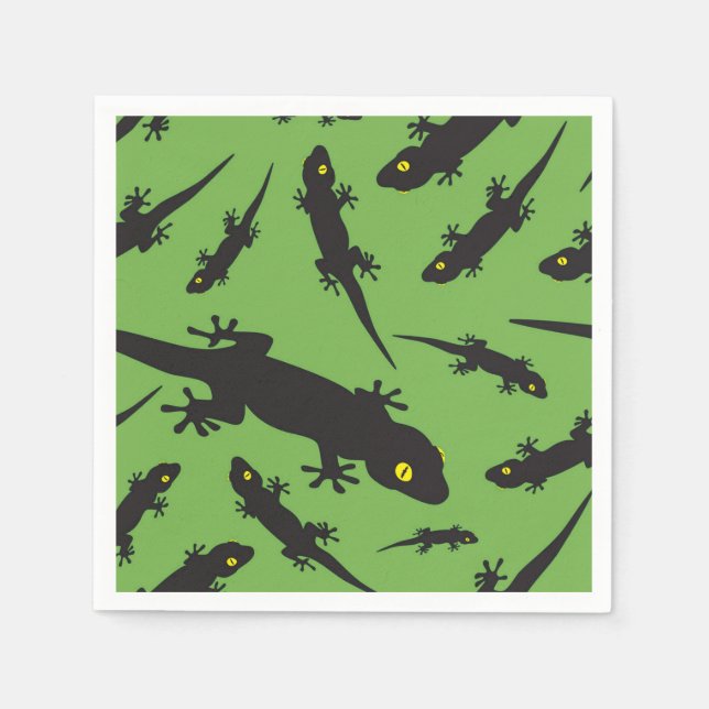 Guardanapo De Papel Lizard Reptile Bright Gecko Verde (Frente)