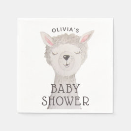 Guardanapo De Papel Llama Baby Shower | Neutral Cute Watercolor Alpaca