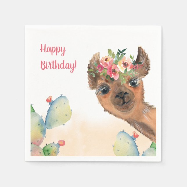 Guardanapo De Papel Llama Boho Personalizado  (Frente)
