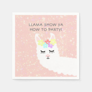 Guardanapo De Papel Llama Floral Branco Festa de aniversário Rosa