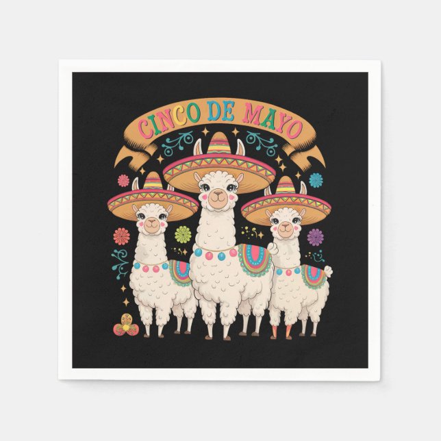 Guardanapo De Papel Llama Funny Cinco De Mayo Fiesta Party (Frente)