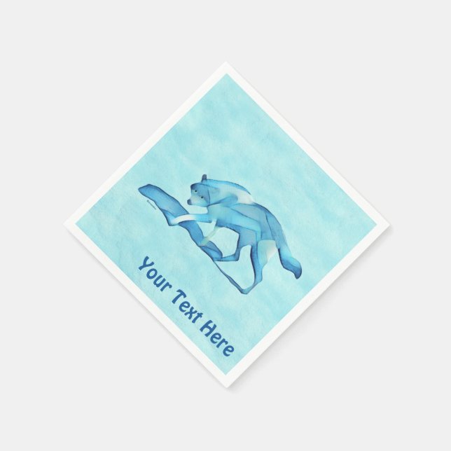 Guardanapo De Papel Lobo Azul Na Neve (Canto)