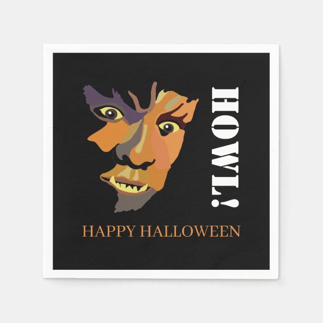 Guardanapo De Papel Lobo Mau Clássico, Feliz Halloween (Frente)