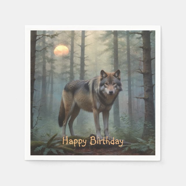 Guardanapo De Papel Lobo na Floresta (Frente)
