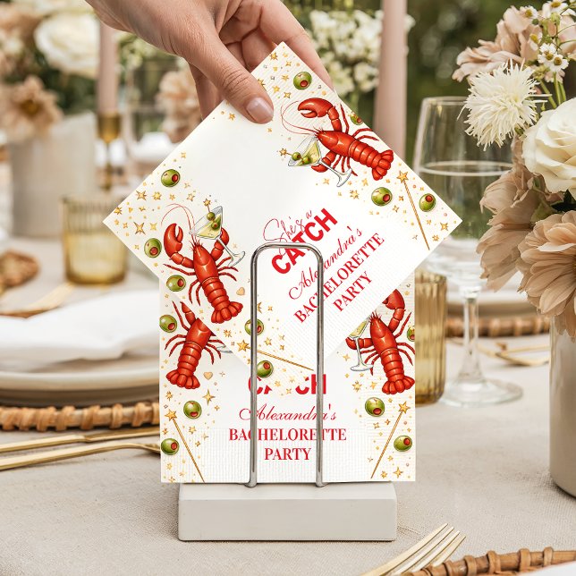 Guardanapo De Papel Lobster Love Coastal Bachelorette Party (Criador carregado)