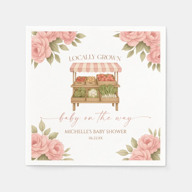 Guardanapo De Papel Locally Grown Baby Farmer's Market Baby Shower (Frente)