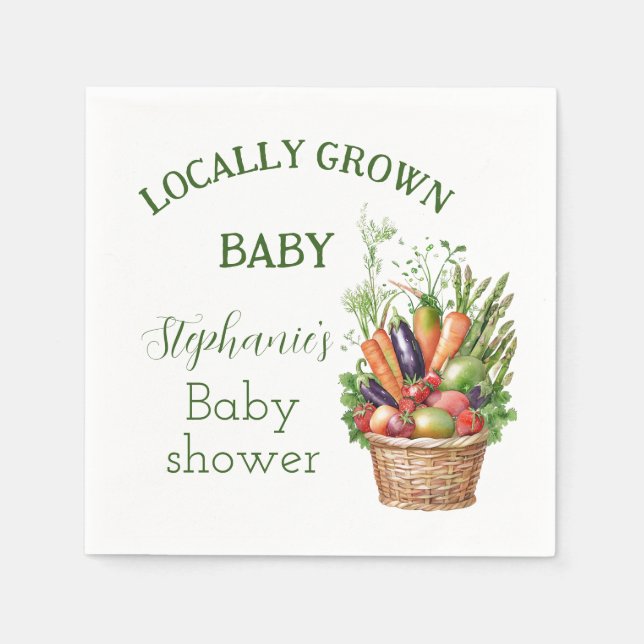Guardanapo De Papel Locally Grown Baby Shower Farmers Market (Frente)