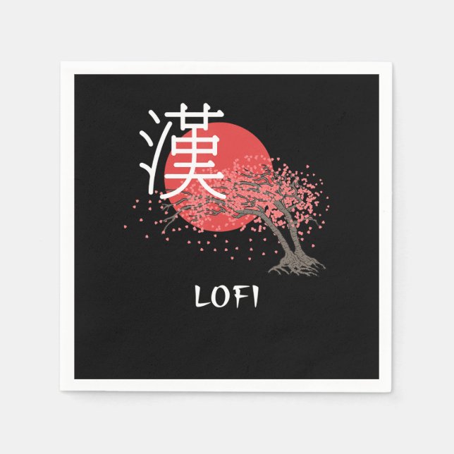 Guardanapo De Papel Lofi Japonês Hop Kanji Cherry Blossom Lofi (Frente)
