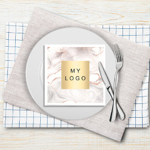Guardanapo De Papel Logotipo comercial de mármore agate rosa gold blus