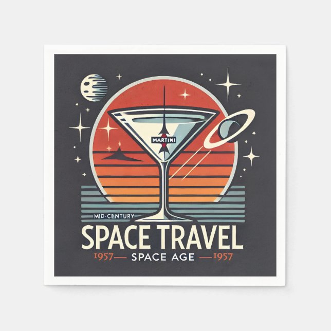 Guardanapo De Papel Logotipo da Era Espacial da Martini Space Travel 1 (Frente)