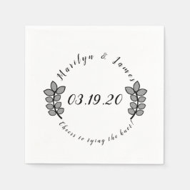 Guardanapo De Papel Logotipo de Casamento Branco Negro do Branch Verde