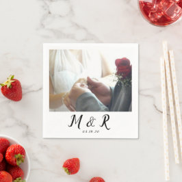Guardanapo De Papel Logotipo de Casamento de Foto Mínimo Moderno