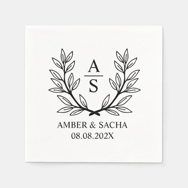 Guardanapo De Papel Logotipo De Casamento Monograma Personalizado Com  (Frente)