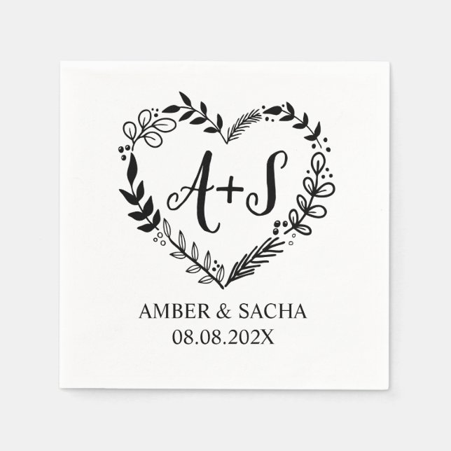 Guardanapo De Papel Logotipo de Casamento Monograma Personalizado com  (Frente)