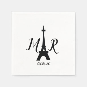 Guardanapo De Papel Logotipo de Casamento Torre de Paris Preta