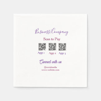 Guardanapo De Papel Logotipo de negócios para pagar com código QR nas 