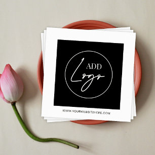Guardanapo De Papel Logotipo Empresarial Minimalista Preto e Branco Co