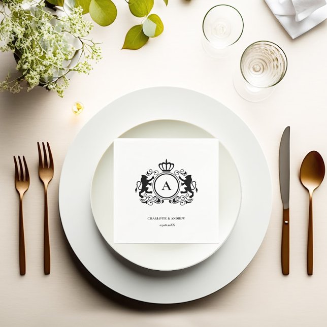 Guardanapo De Papel Logotipo Kundenspezifisch Monogramm Wappen Löwen (Criador carregado)