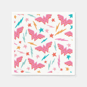 Guardanapo De Papel Logotipo Rosa da Mulher-Maravilha e Padrão de Relâ