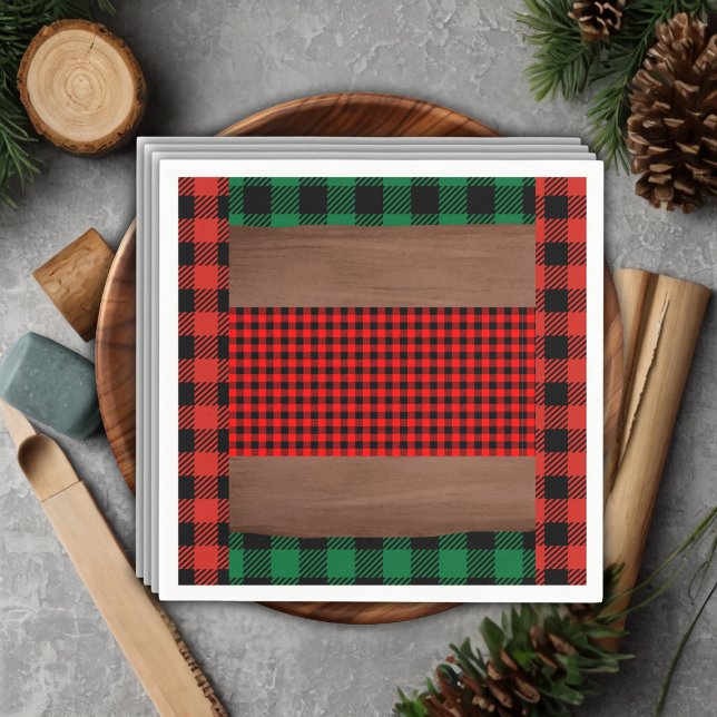 Guardanapo De Papel Logs Flannel Rustic Xadrez Hearts Chá de fraldas (Criador carregado)