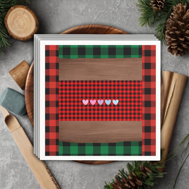Guardanapo De Papel Logs Flannel Rustic Xadrez Hearts Chá de fraldas (Criador carregado)