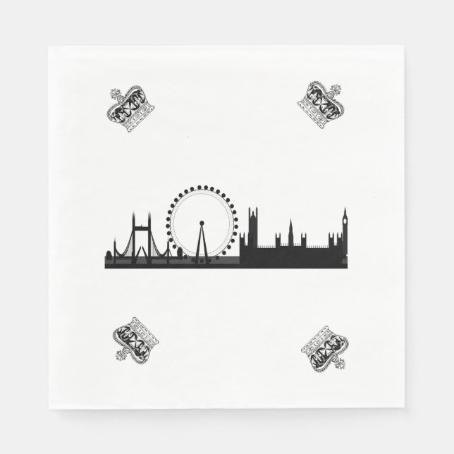 Guardanapo De Papel Londres Skyline Themed Royal Crown Paper Napkins (Frente)