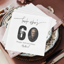 Guardanapo De Papel Look Who’s 60 Custom Photo Birthday Party Napkins