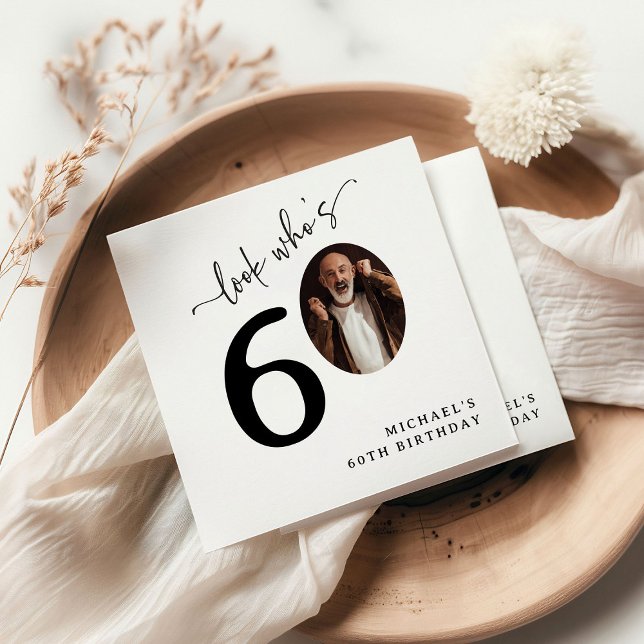 Guardanapo De Papel Look Who's 60! Modern Photo 60th Birthday (Criador carregado)