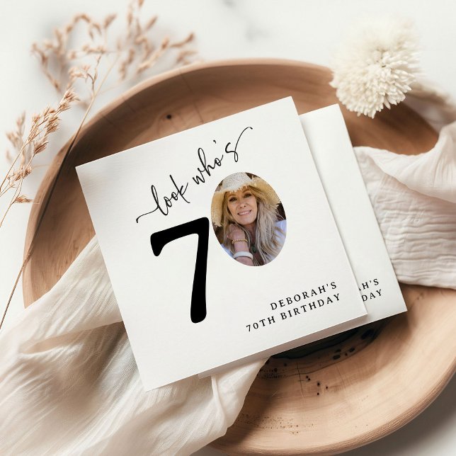 Guardanapo De Papel Look Who's 70! Modern Photo 70th Birthday (Criador carregado)