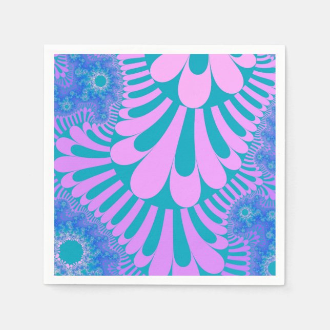 Guardanapo De Papel Loop Rosa e Teal (Frente)