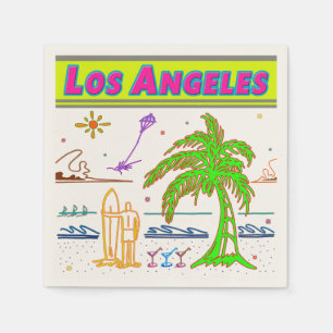 Guardanapo De Papel "Los Angeles" Surfer Beach Napkins
