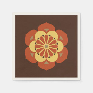 Guardanapo De Papel Lotus Flower Mandala, Castanho, Ferrugem e Amarelo