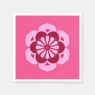 Guardanapo De Papel Lotus Flower Mandala, Fuchsia Pink e Burgundy
