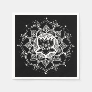 Guardanapo De Papel Lotus Mandala Preto e Branco