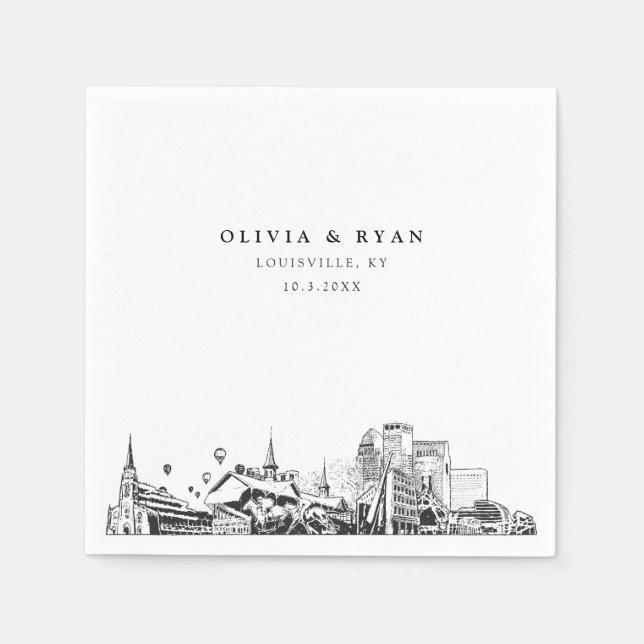 Guardanapo De Papel Louisville Skyline Weding Paper Cocktail Napkin (Frente)