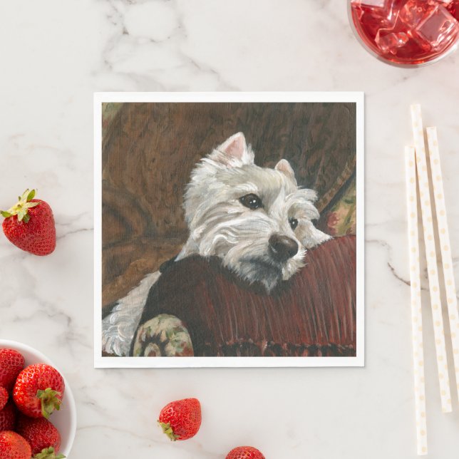 Guardanapo De Papel Lounging Westie em Sofa (Insitu)