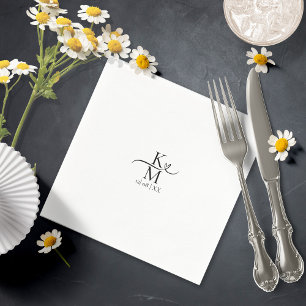 Guardanapo De Papel Love Calligraphy Initials Heart Black B&W ID940