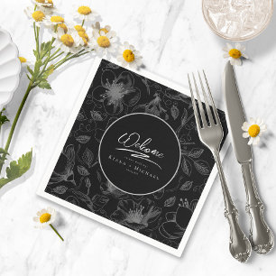 Guardanapo De Papel Love Calligraphy Wedding Floral Pattern Wht ID940