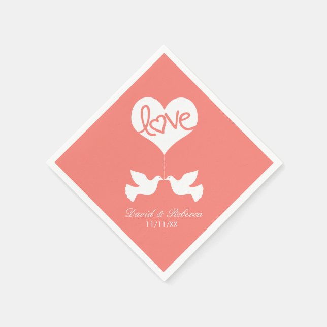 Guardanapo De Papel Love Dovs - Coral Pink (Canto)