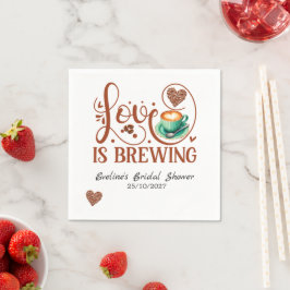 Guardanapo De Papel Love Is Brewing Chá de Noiva Café Terracota