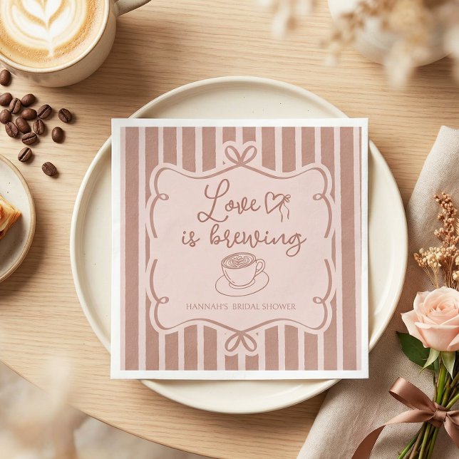 Guardanapo De Papel Love is Brewing Coffee Bridal Shower Plates (Criador carregado)