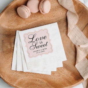 Guardanapo De Papel Love is Sweet Pale Pink Gold Wedding Monogram