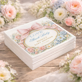 Guardanapo De Papel Love Shack Floral Pink Bow Girl Baby Shower