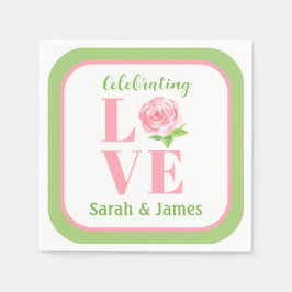 Guardanapo De Papel LOVE Watercolor Rose NAME Bridal Green
